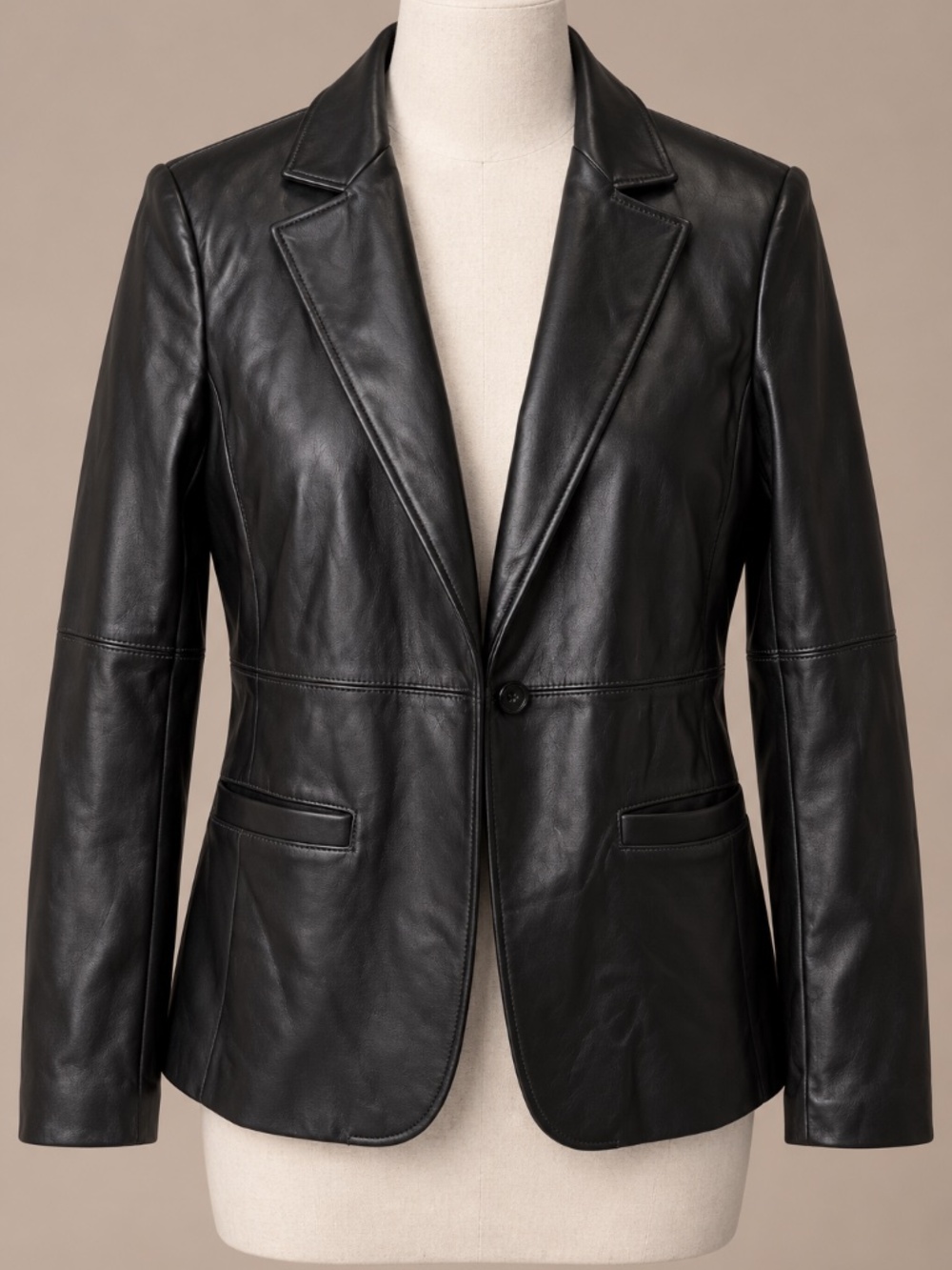 Banana Republic Black Leather Blazer Jacket Women’s Size 4